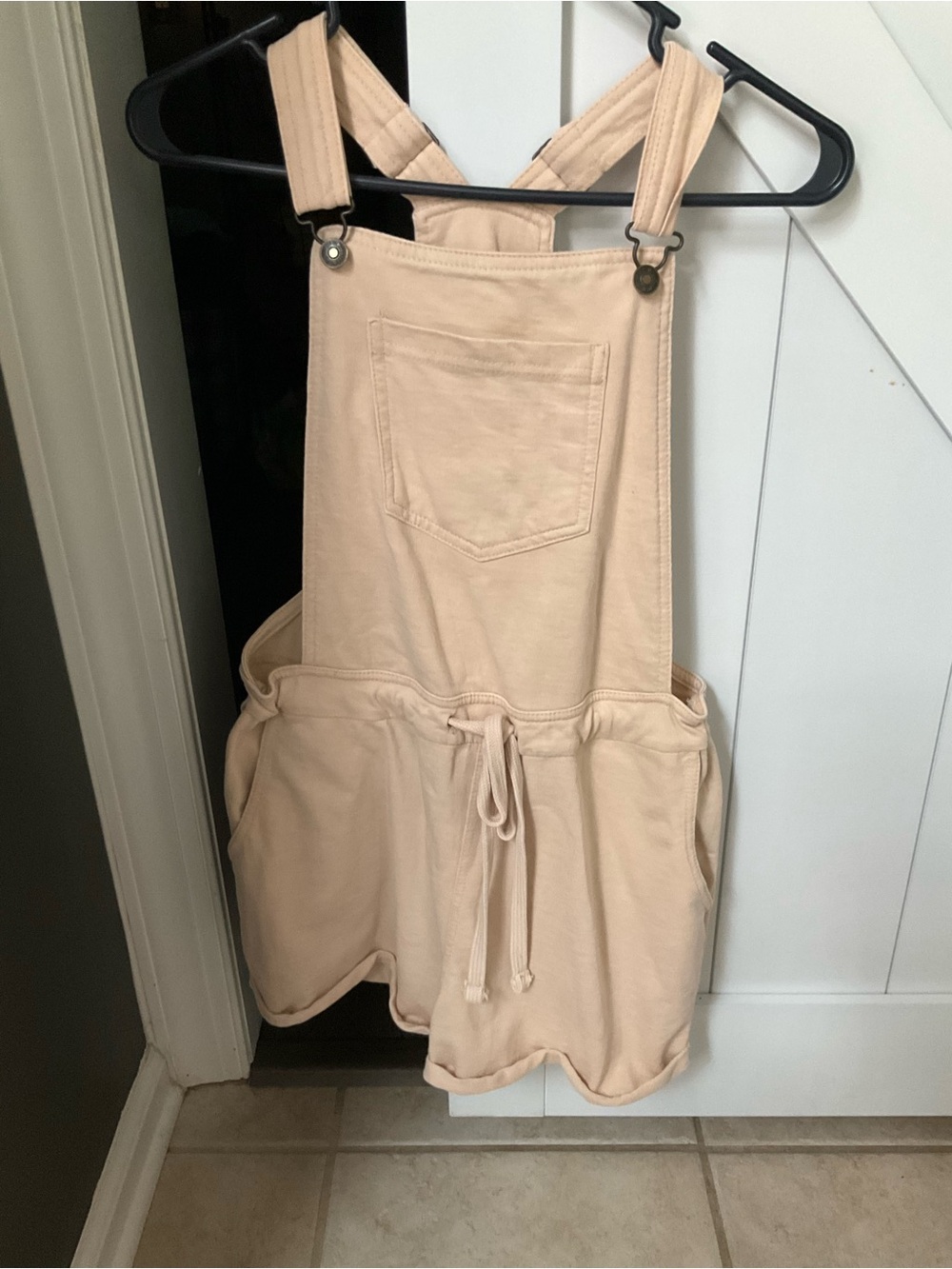 Wallflower Cream Short Denim Style Overalls Medium